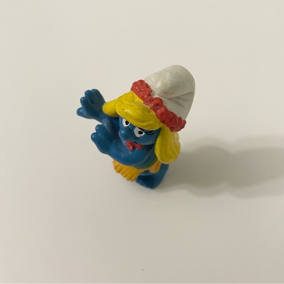 Vtg 1988 Smurfs Hula Smurfette Figure Hawaiian Dancer Smurf Figurine Schleich - Picture 6 of 12